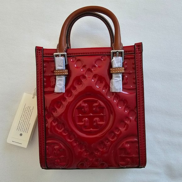 Tory Burch T Monogram Puffy Patent Leather Mini Tote & Crossbody Tory Red NWT - Picture 5 of 7